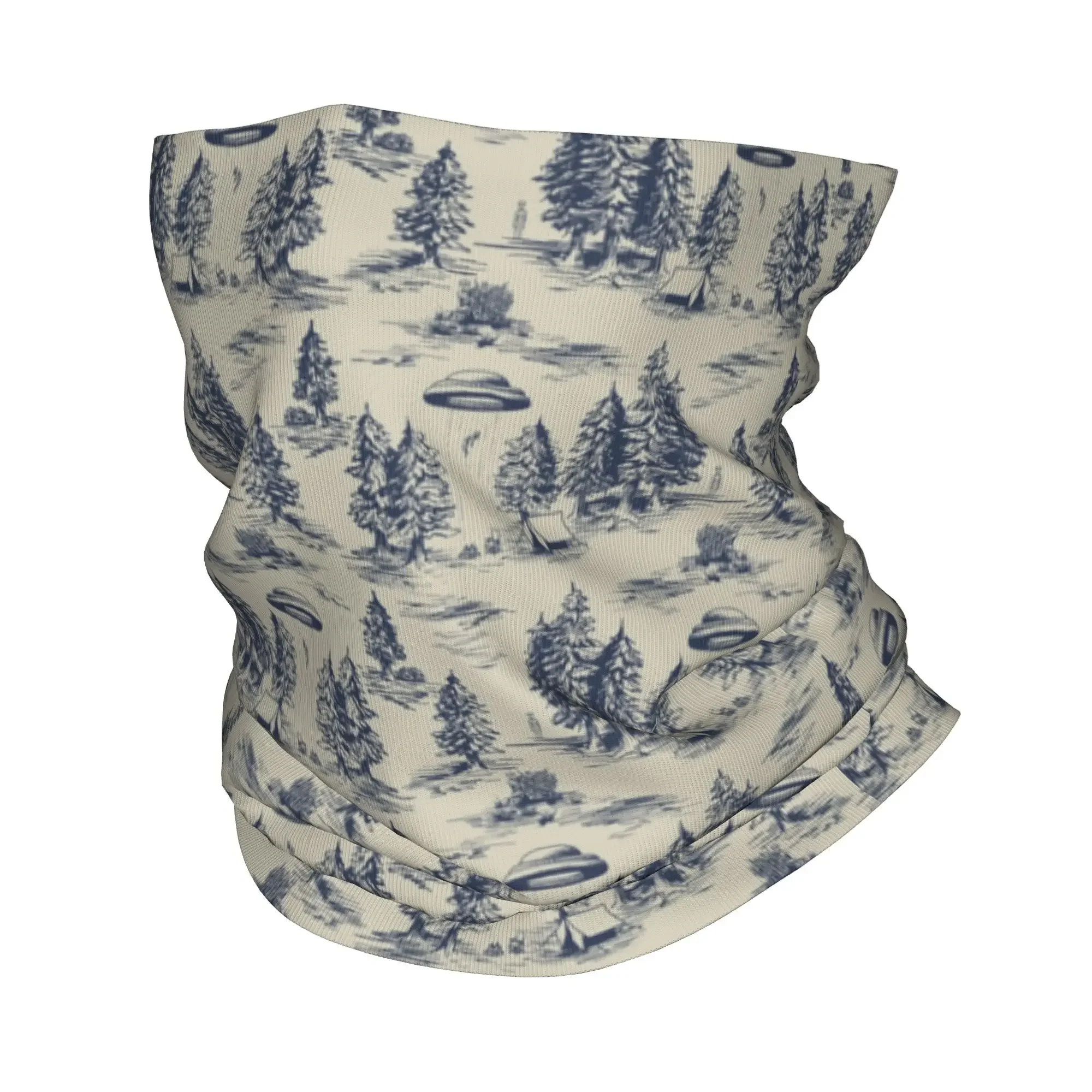 New Alien Abduction Toile De Jouy Pattern In Blue Winter Headband Neck Warmer Women Hiking Hunting Tube Scarf  Face Bandana Gait