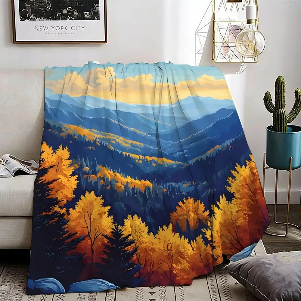 

Great Smoky Mountains National Park Throw Lightweight 240g Flannel Blanket Soft Skin-friendly for Summer Cooling