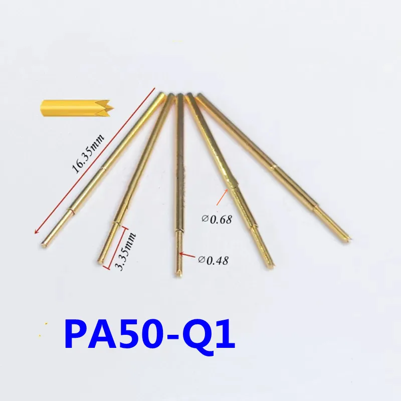 100PCS/Pack Gold-plated PA50-Q1 Four-jaw Plum Blossom Head  Spring Test Pin Needle Tube 0.68mm Length 16.55mm  PCB Pogo Pin