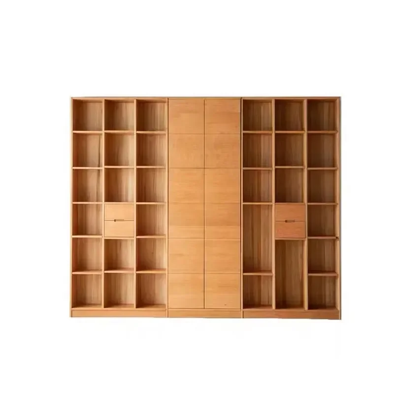 Nordic all solid wood cherry wood combination bookshelf open multi-functional locker simple shelf storage book cabinet