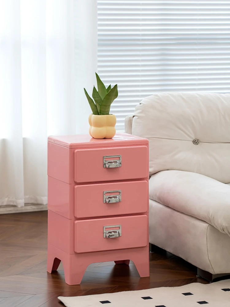 

Minimalist Multi-tiered Bedside Table Trendy Instagram-worthy Living Room Sofa Side Table Creative Cream-colored Storage Cabinet