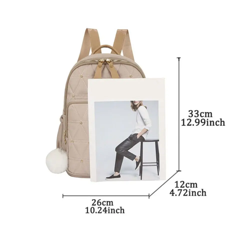 Tas Bahu Klasik yang Dapat Disesuaikan, Tas Ransel Wanita Elegan Vintage, Tas Tangan dengan Rivet, Tas Perjalanan Nilon, Tas Kasual