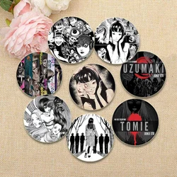 Anime Junji Ito Tomie Uzumaki Button Pins Handmade Cartoon Badge Round Creative Brooches for Backpack Jewelry Accessories Gifts