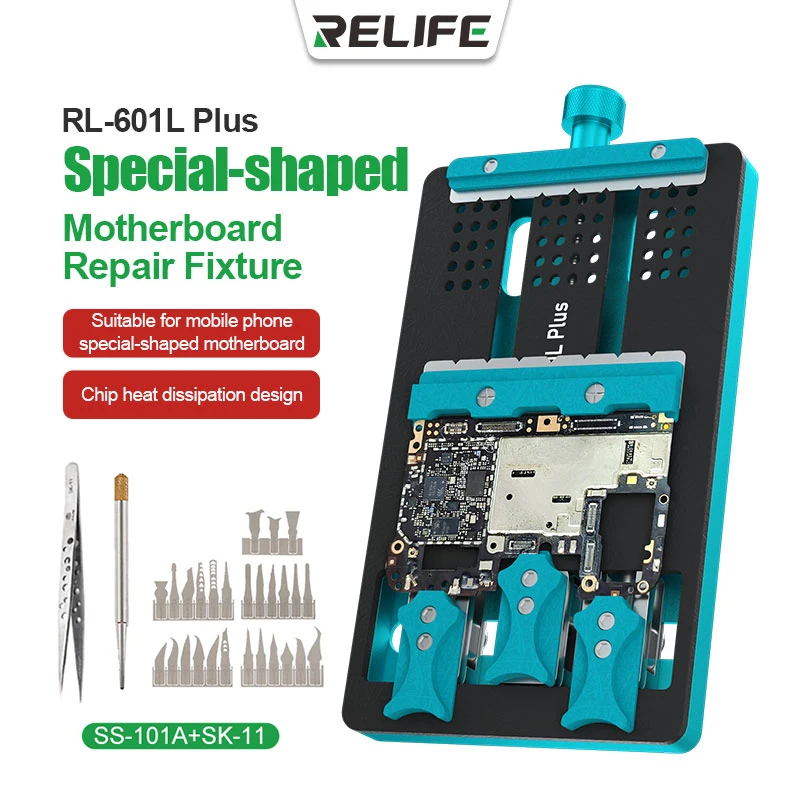 RELIFE RL-601L PLUS Universal Double-slot Motherboard Fixture Phone IC Chip BGA PCB Motherboard Jig Board Holder Repair Tools 