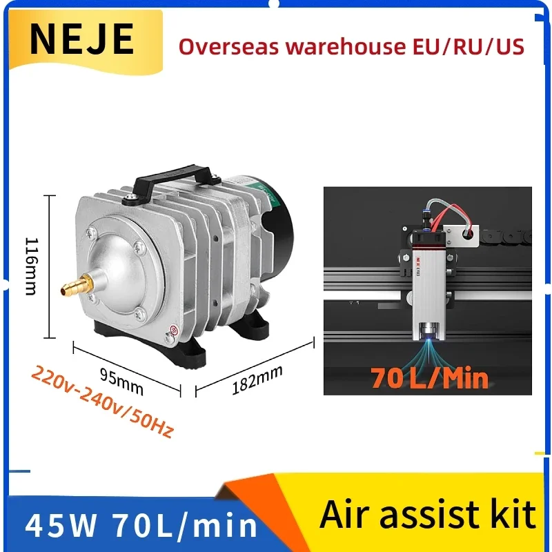 Neje 220v 45w compressor de ar para acessórios de aquário mf15 mf11 kit de assistência de ar de controle manual para módulo laser neje