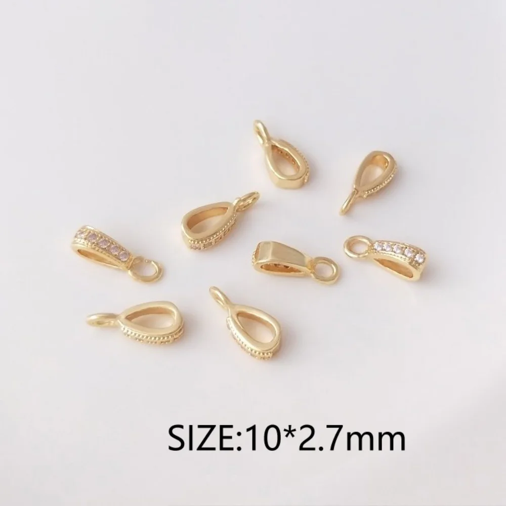 6PCS Zircon Melon Seed Buckle Charms Pendant Findings for Jewelry Making Necklace DIY Brass Accessories 14k Gold Plated