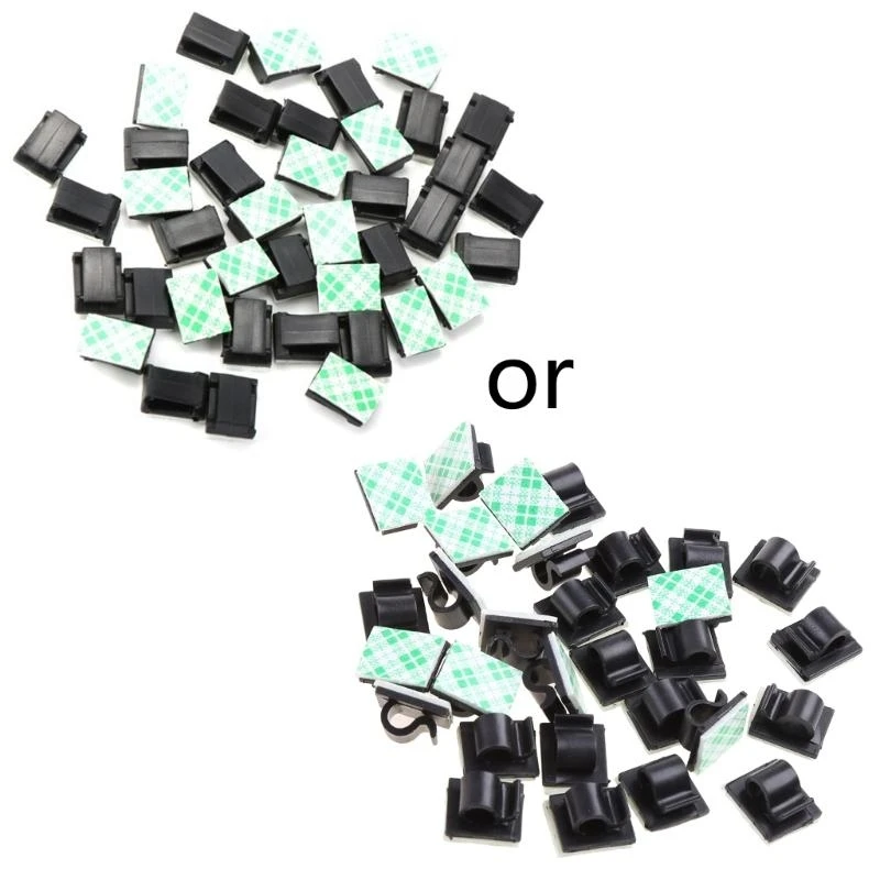 100Pcs Car Wire Clip Black Cable Tie Rectangle Holder Mount Clamp Self-adhesive--Catergrae buckle car interior hook