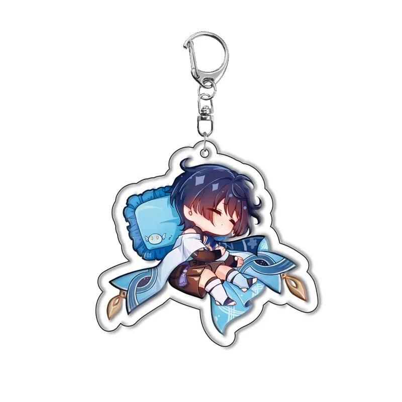 Game Anime Genshin Impact Keychain Wanderer Kirara Kamisato Ayato Diluc Kaeya Accessories Key Chain Women Pendant Cartoon Badge