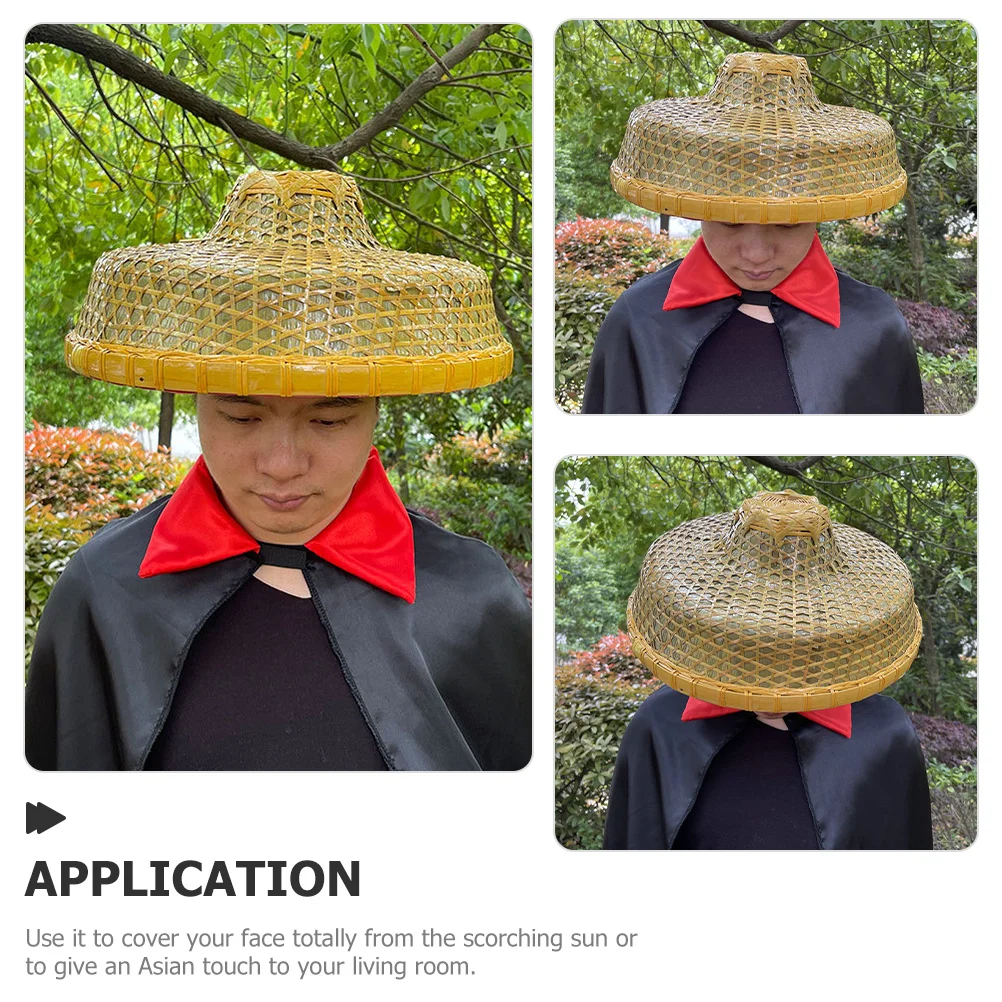 

Woven Bamboo Hat Handcrafted Sun Block Hat for Mountain Climb Vacation DIY Craft Unisex Asian Styled Summer Protection