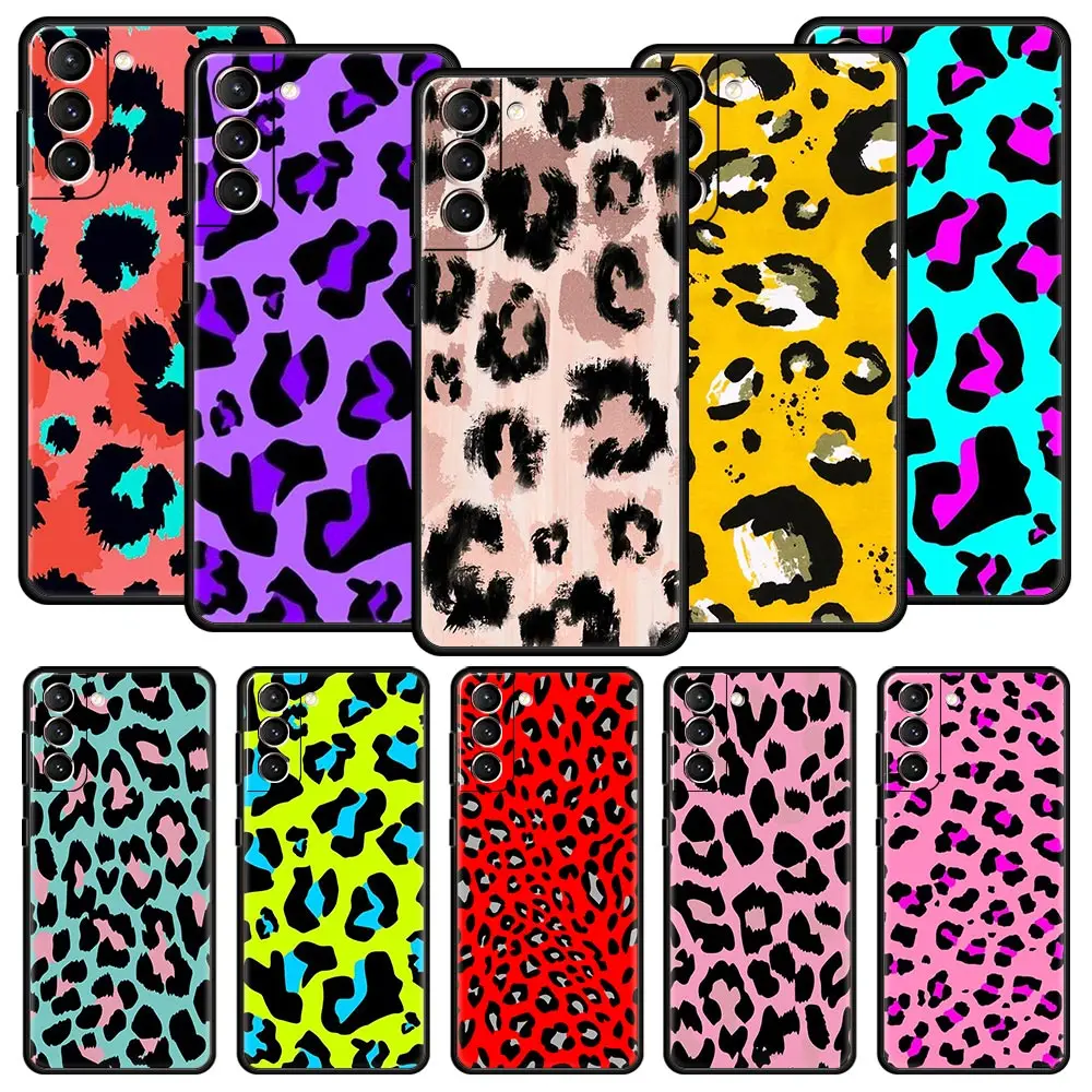 Phone Case For Samsung Galaxy S26 S25 FE S24 S23 S22 S21 Ultra S20 5G S10E Plus Protect Cover Leopard Print Pattern
