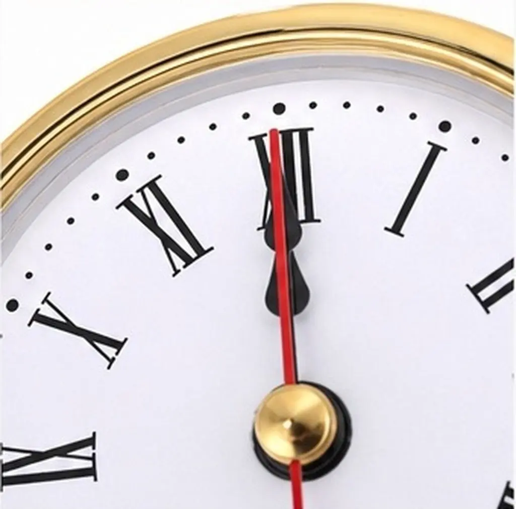 1Set Robust Iron Craft Clock Face with Gold Rim Roman Dial Precision Quartz Movement for Desk Mantel Wall Clock DIY Insert Parts