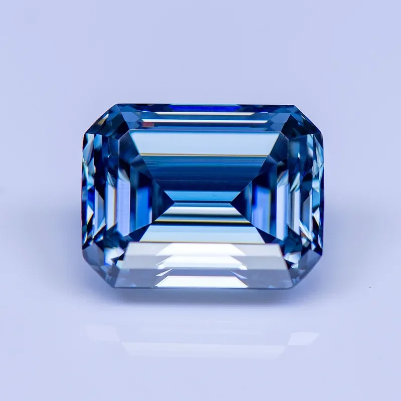 

Emerald Cut Moissanite Stone Natural Royal Blue Color Charms Gemstone DIY Ring Necklace Earrings Main Materials with Certificate