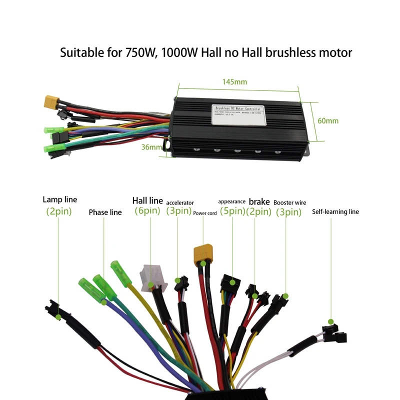Conjunto de controlador tri-modo 30a 36v 48v 1000w para kit de conversão de motor de bicicleta elétrica com display s830 acelerador de polegar