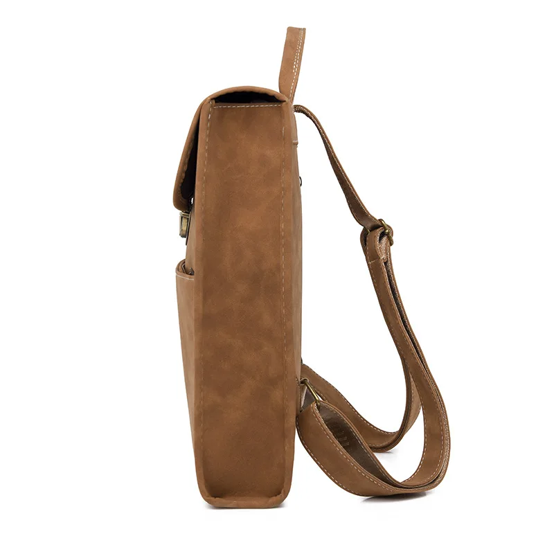 حقيبة ظهر نسائية من جلد البولي يوريثان بتصميم كلاسيكي بسعة كبيرة وقفل صدفي وحقيبة ظهر مربعة للسفر حقيبة نسائية #4