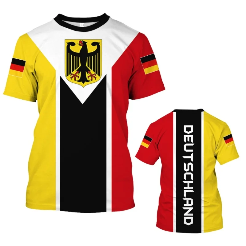 3D Printed Germany Emblem T-Shirt For Men German Unification Day Pattern Tees Casual Street Round Neck Short Sleeve T Shirts