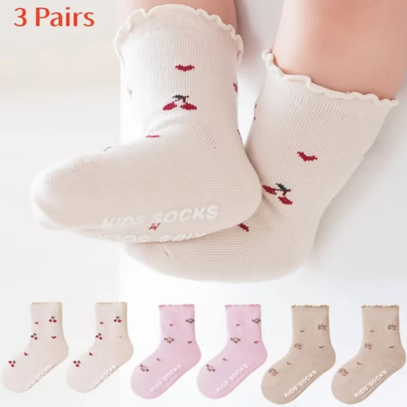 3 Paar/Packung Kindersocken für Mädchen, Baumwolle, bedruckt, Baby-Mädchen-Socken, modisch, weich, Kleinkinder-Socken, neu für Herbst und Winter, 0-5 Jahre