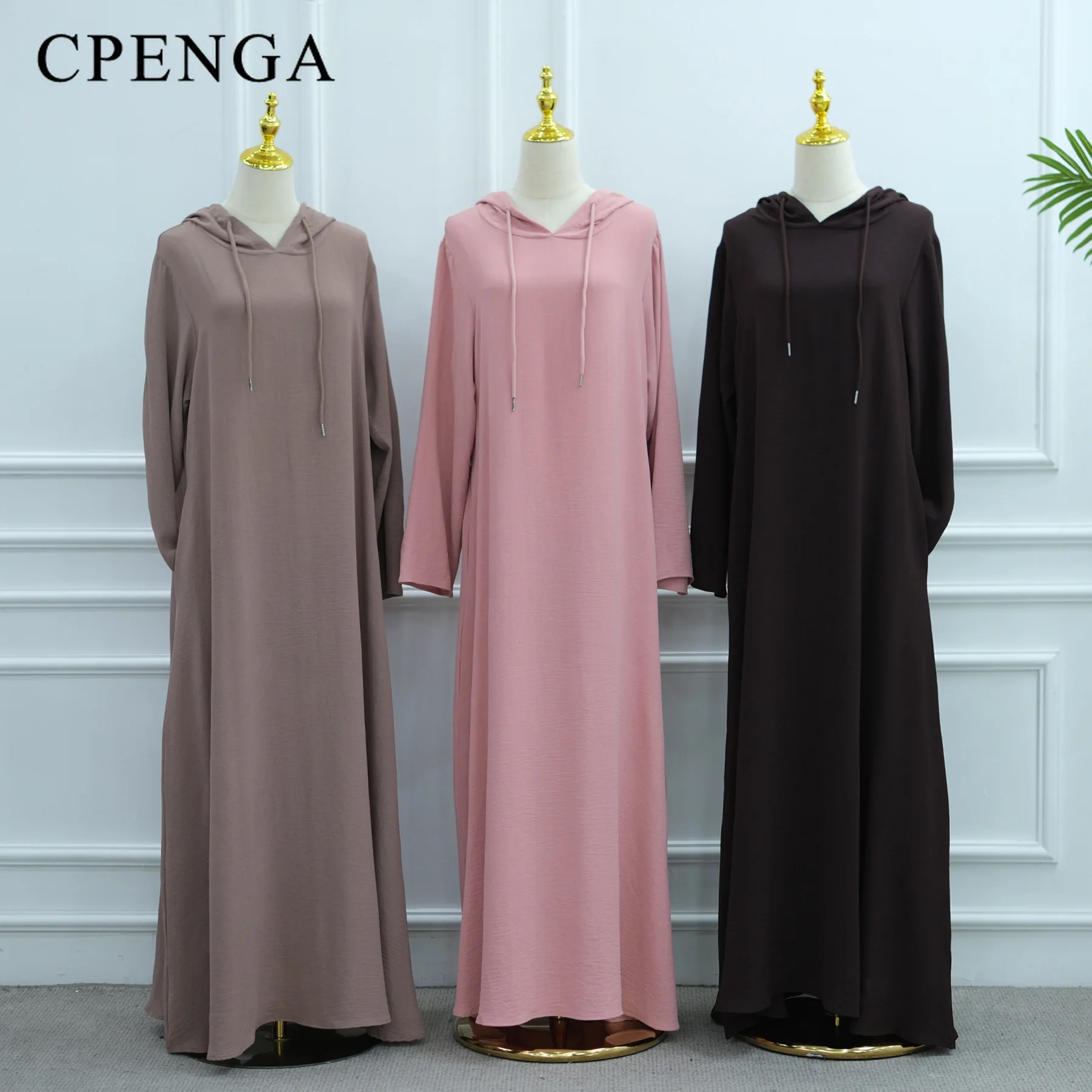 Elegant Middle Eastern Muslim Women Hoodie Ramadan Dubai Modest Abaya Dress Islamic Holiday Outfit New Plain Turkey Kaftan Robe