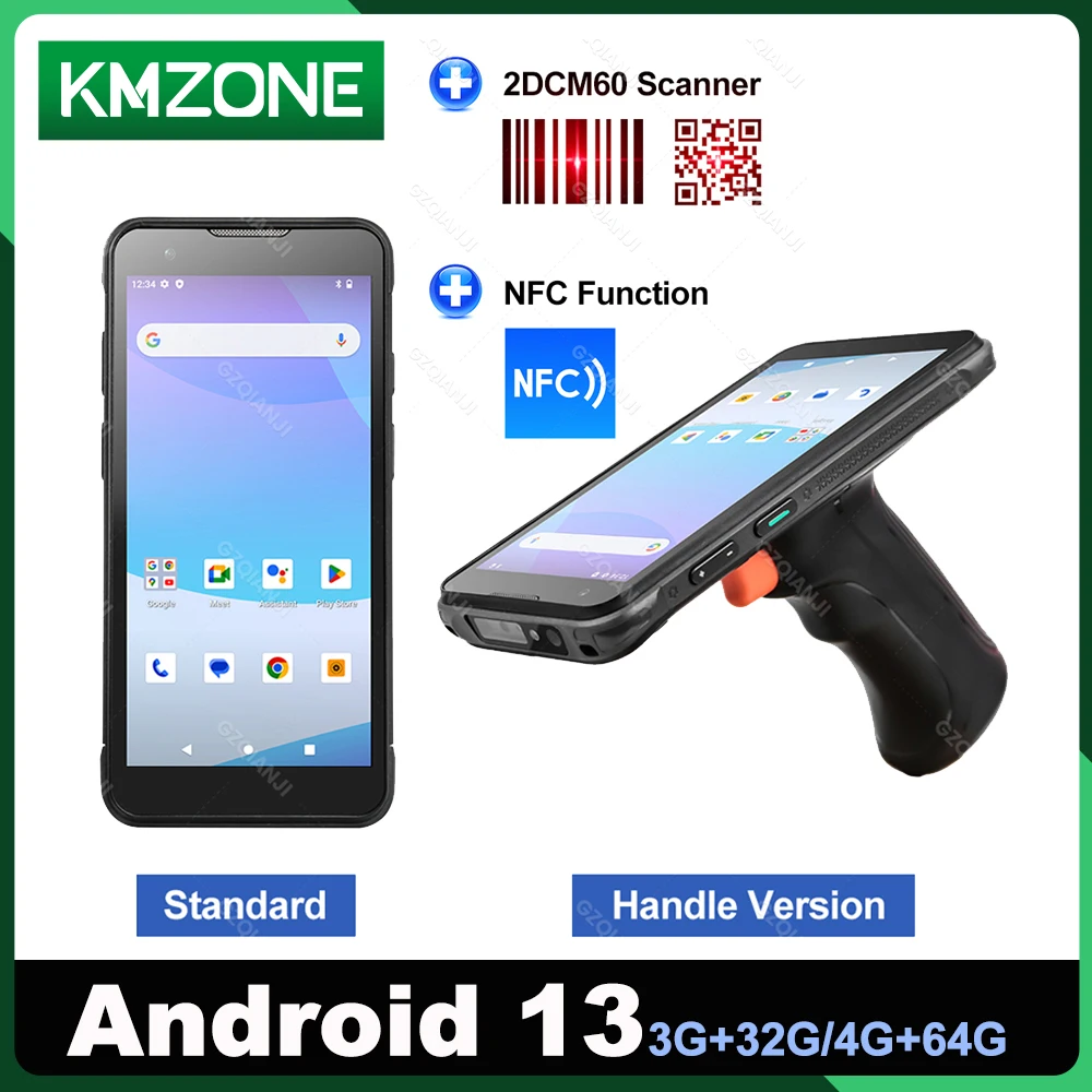 Android 13 4G PDA Handheld Terminal with Handle Version 1D 2D CM60 Barcode Scanner Portable Data Collector 6inch Touch Screen