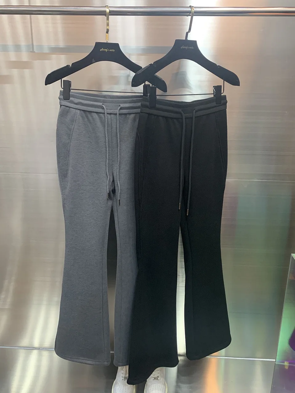 

Осенне-зимние теплые шерстяные брюки-клеш с высокой талией, эластичным поясом, облегающие, повседневные, для женщин