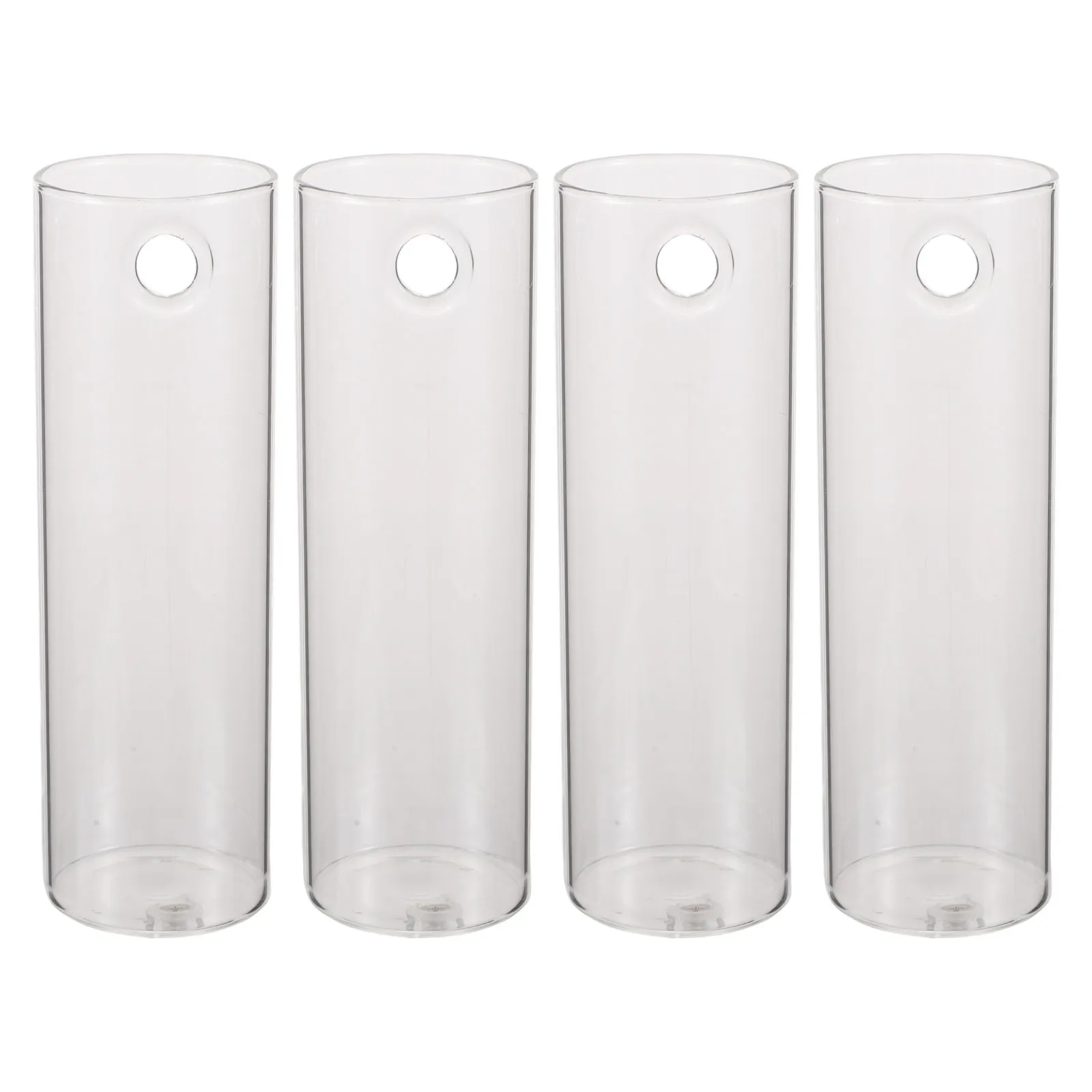 4Sets Wall Mounted Glass Cylinder Vase Clear Tube Hydroponic Planter Hanging Flower Holder Propagation Container Modern Home