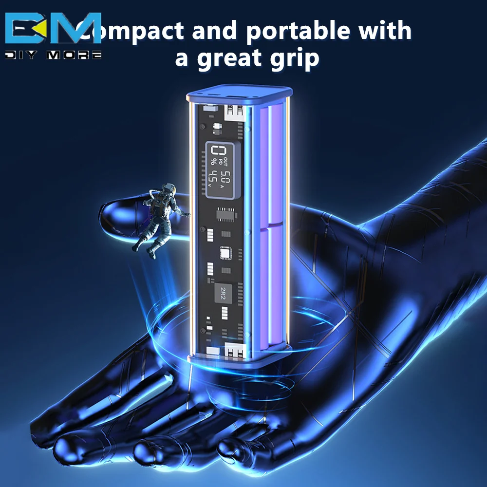 8 Sections 18650 Mobile Power Case PD22.5W Mech Transparent Shell DIY Charging Treasure Multi-protocol Fast Charge USB+PD