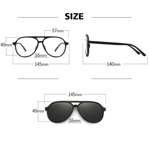 Imagen 2 del producto VCKA 6 en 1 gafas de sol polarizadas piloto para miopía 2025 nuevo Clip magnético hombres mujeres gafas graduadas ópticas-0,5 a-6,0