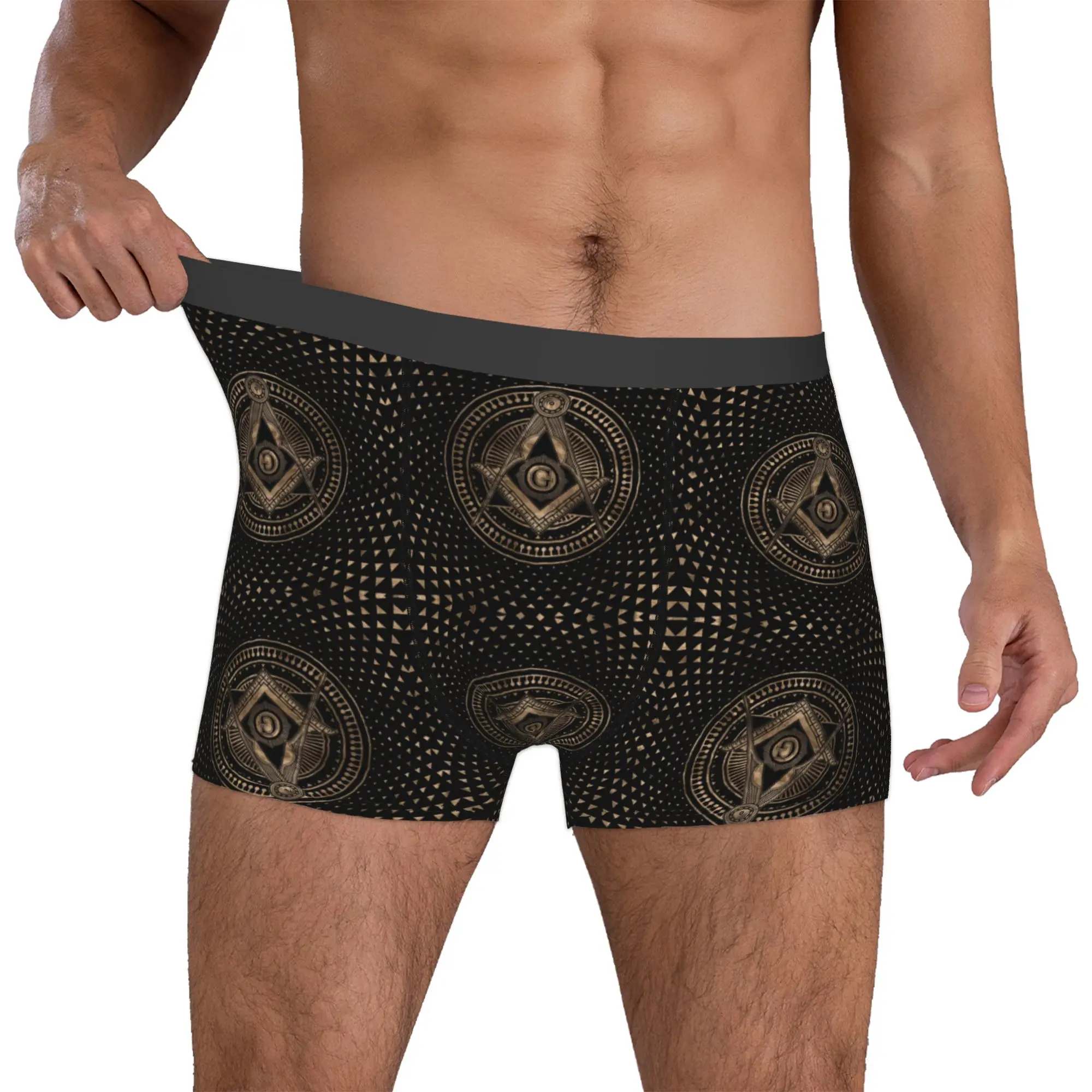 Freemasonry Masonic Mason Symbol Boxers Shorts Men Freemason Briefs Underwear Fashion Underpants