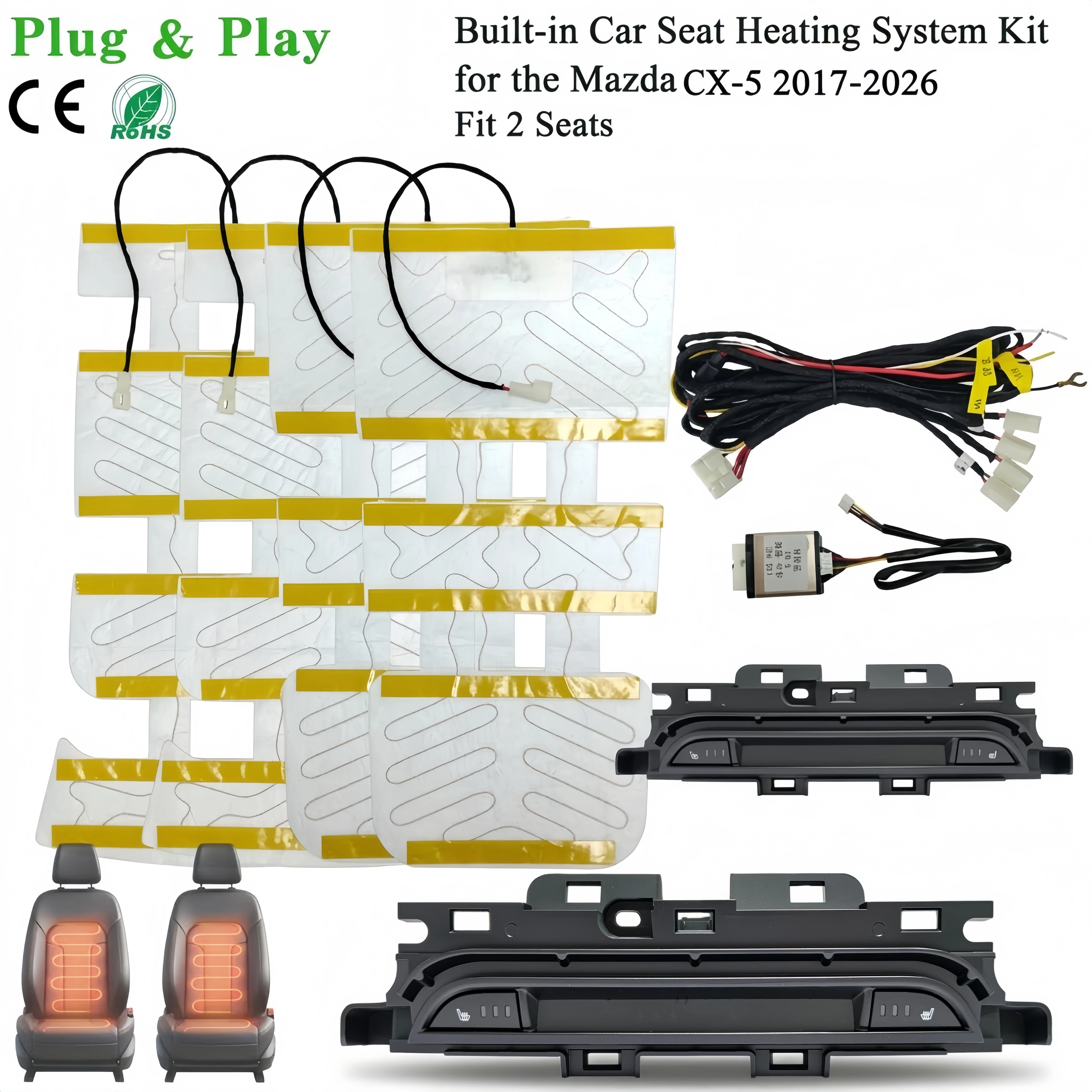 Built In Car Seat Heating System Kit Fit 2 seats,Compatible With Mazda CX-5 2017-2025,Retrofit Upgrade Accessories