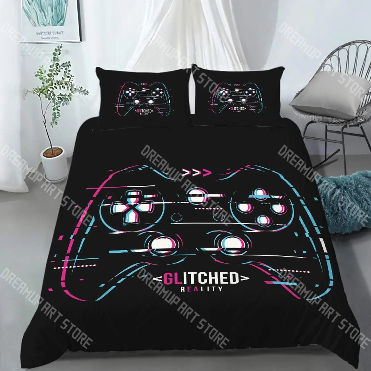Gamepad Controller Bedding Set,Gaming Designs Duvet Cover 3D Print Quilt Cover Pillowcase king Queen Size Boys Adult Gift