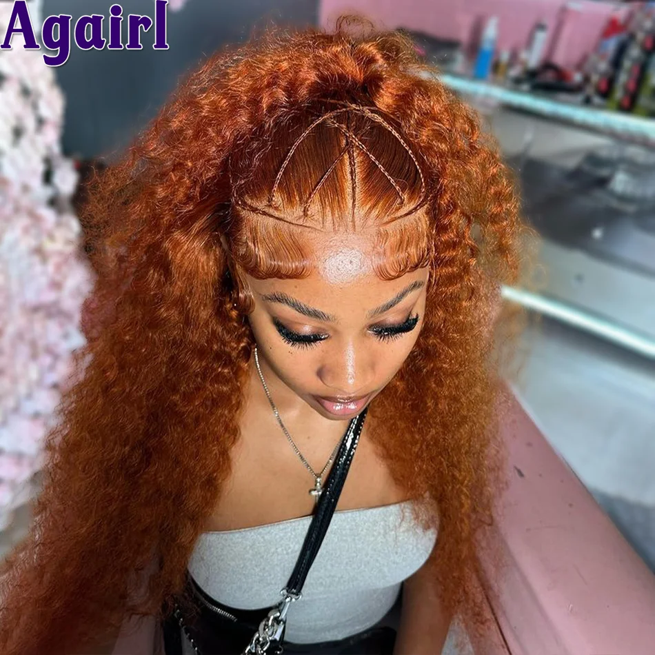 Ginger Orange 13X4 Front Jerry Curly Human Hair Wigs Transparent 13x6 Lace Frontal Wig Pre Plucked Ready Go 6X4 Lace Closure Wig