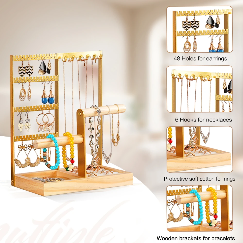 

4-Tier Jewellery Display Rack Earrings Display Stand Removable Bracelet Holder Storage Shelf jewelry Organizer