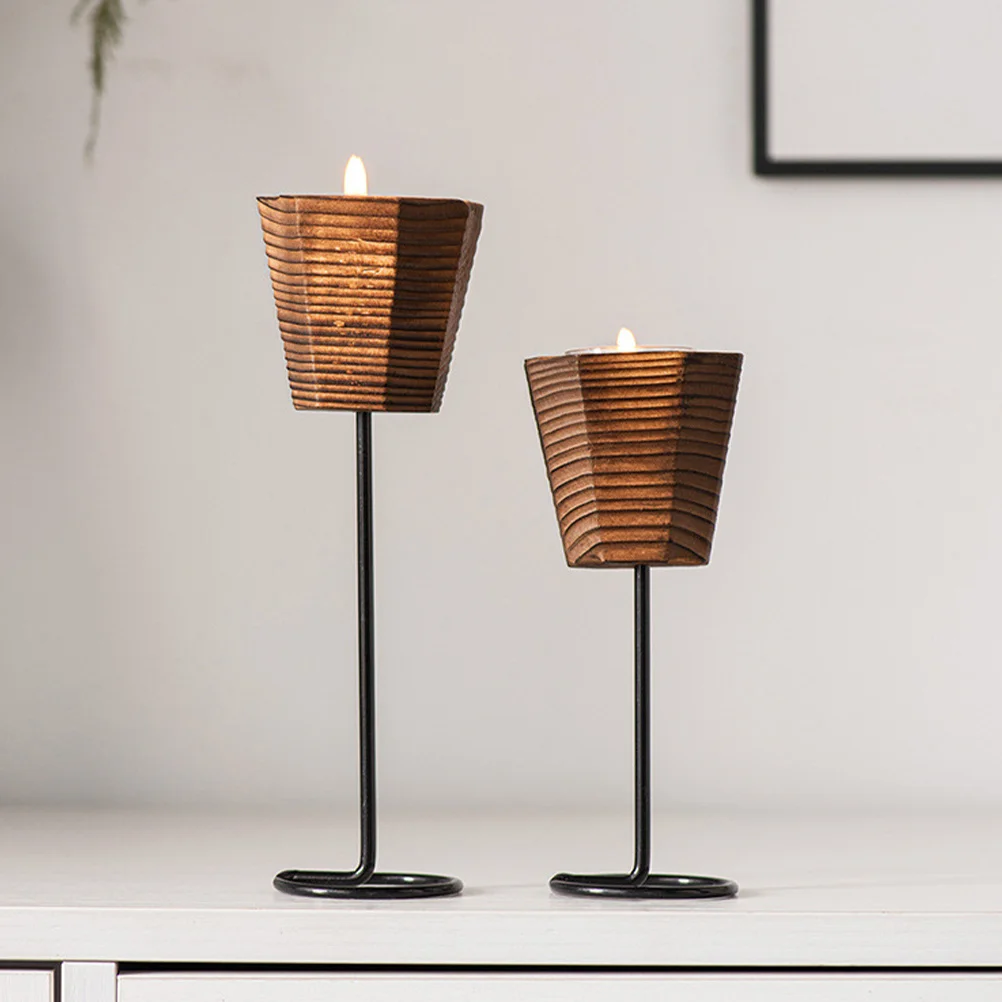 

Vintage Wooden Iron Holder Desktop Tea Light Holder Table Decoration Stand Wedding Decor Wedding Decoration