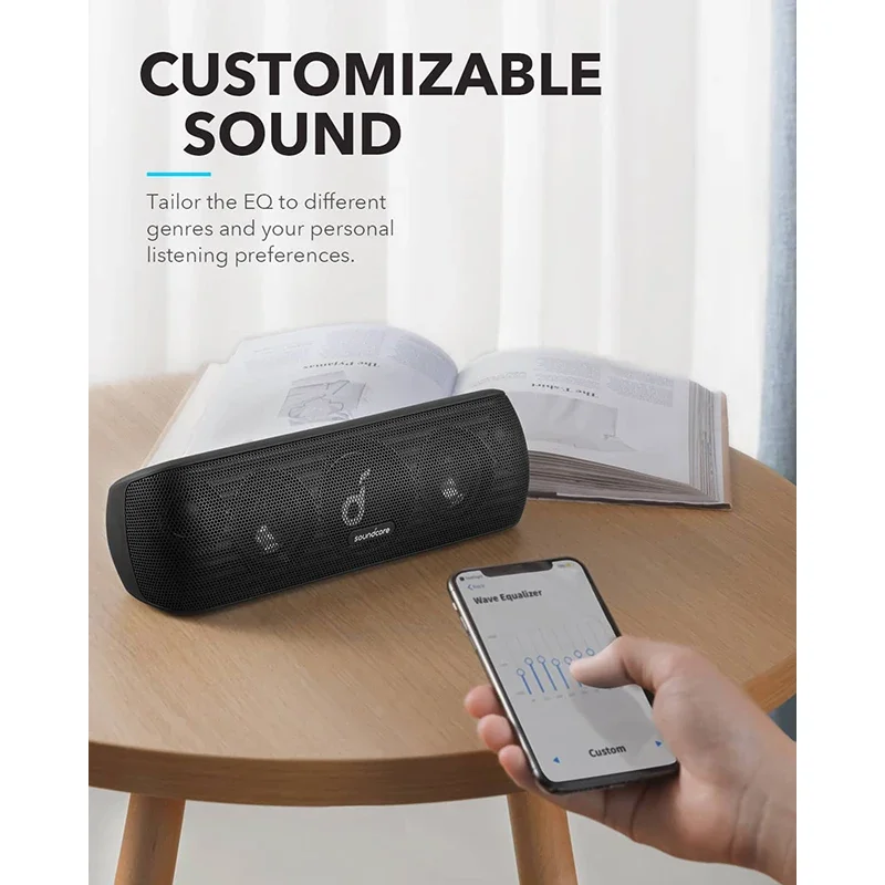 مكبر صوت Anker Soundcore Motion+ Plus مزود بتقنية البلوتوث مع صوت عالي الدقة بقدرة 30 وات، وجهير ممتد وأريبل، ومكبر صوت محمول HiFi لاسلكيًا