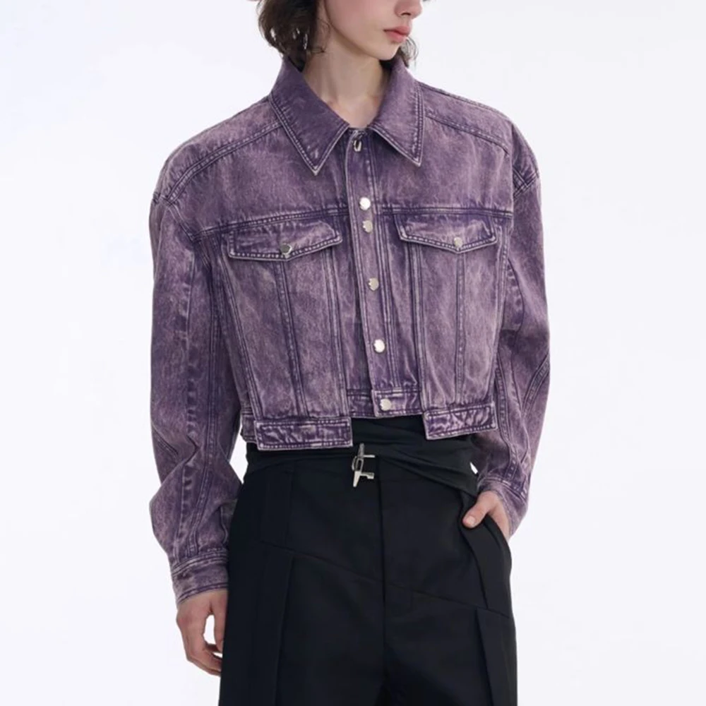 

2025 Winter New Men's Short Denim Long-Sleeve Jacket American Retro Fashion Trendy High Street Loose Casual Niche Men's Top