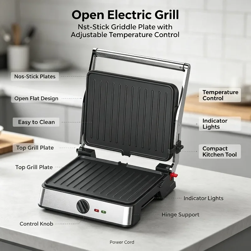 Household Smokeless Electric Grill Pan Non‑Stick Barbecue Cooking Plate Indoor Home Meat Roaster For Daily Kitchen Cooking