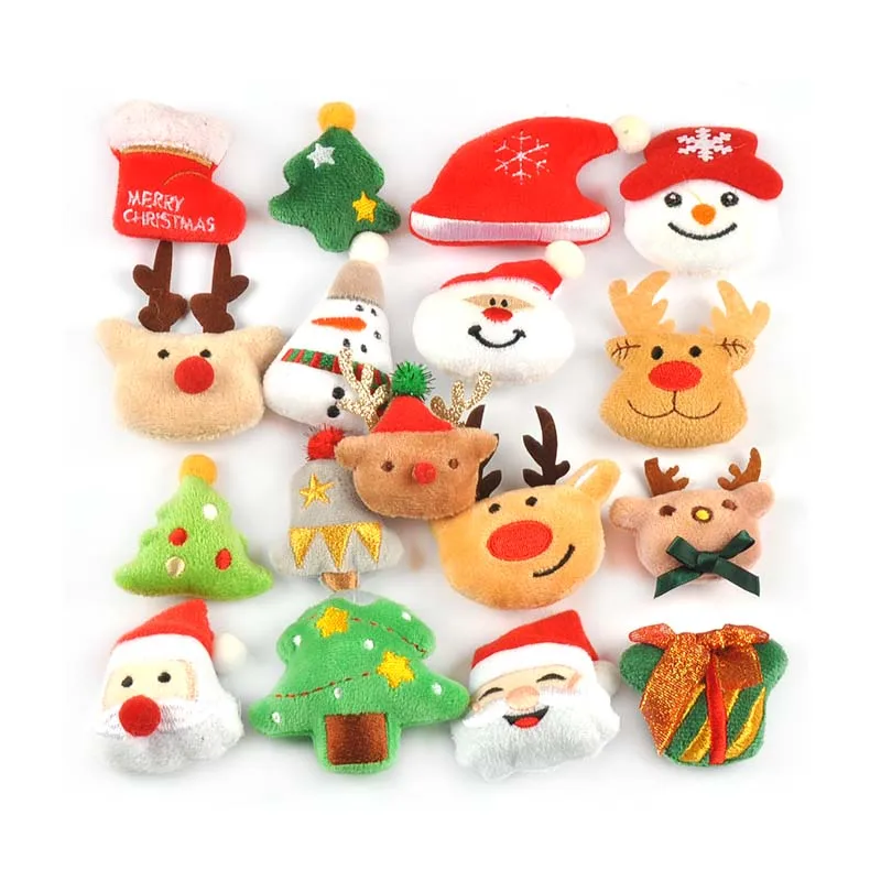 5Pcs 43-60mm Cartoon Santa Claus Elk Snowman Christmas Patches Appliques Handmade DIY Festival Crafts Decor Headwear Accessories