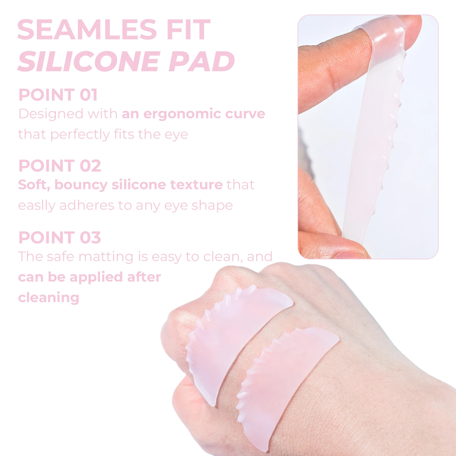 Lomansa Neu 2er-Set Flache Silikon-Wimpernwickler Wimpernlifting-Bänder Wimpernweichmacher-Pads Wimpernzange Make-up-Tool – Detail 8