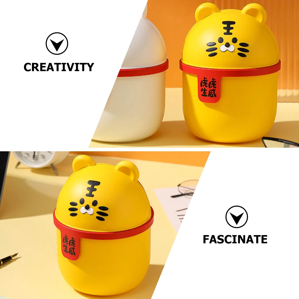

Cute Cartoon Mini Trash Can Small Garbage Bin Desktop Waste Container Compact Lightweight Dustbin For Home Bedroom Bathroom