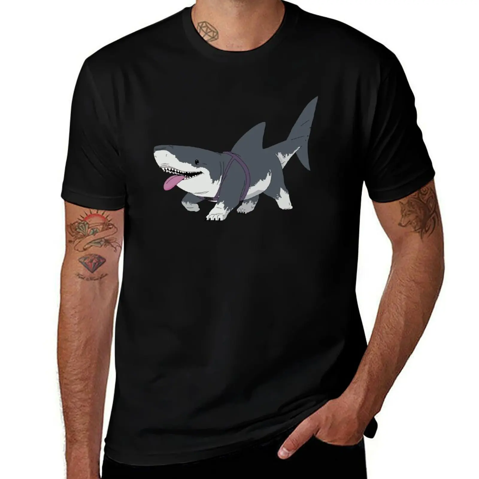 

Shark dog T-Shirt street wear graphic tee shirt animal prinfor boys heavy weight t shirts for men