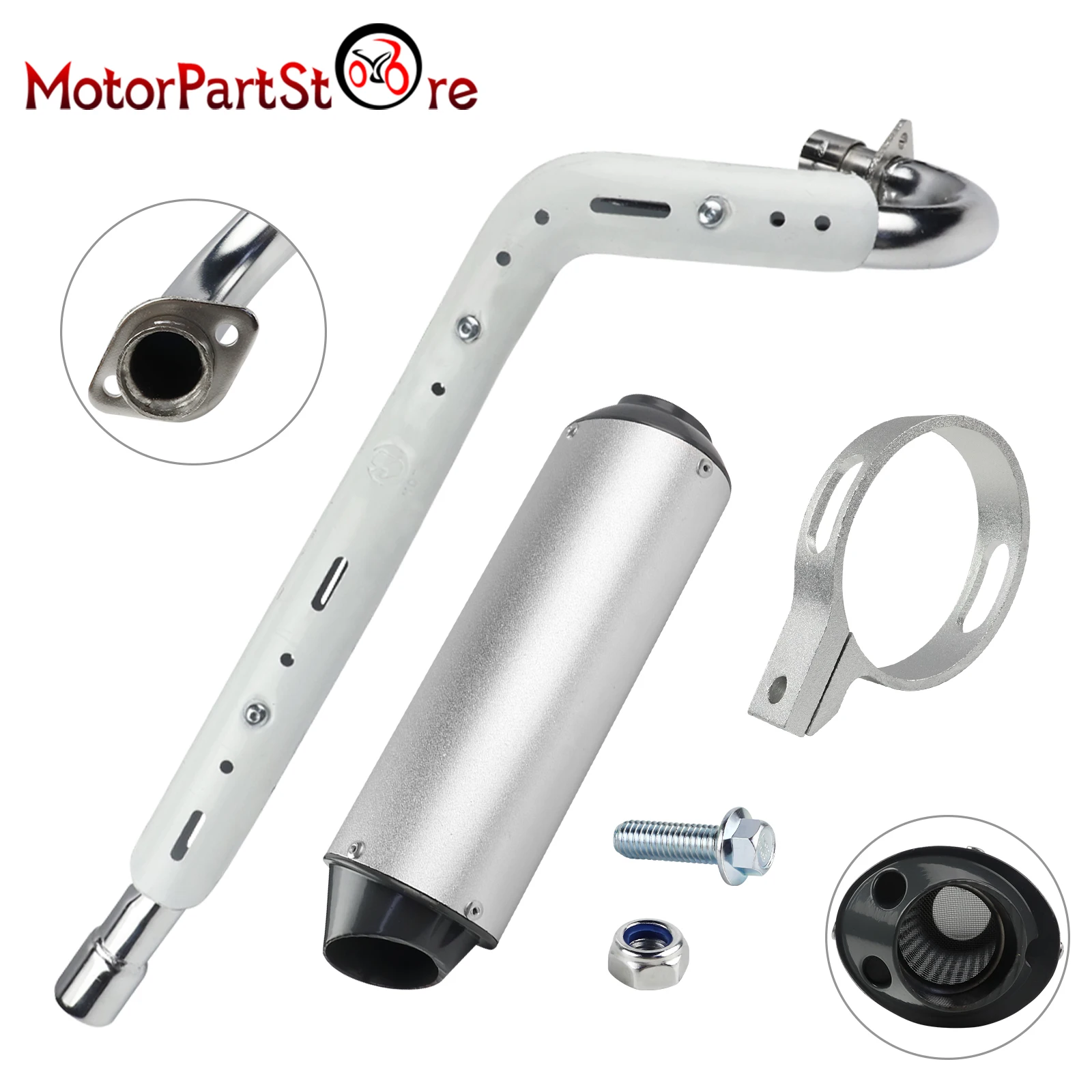 

Motorcycle Exhaust Muffler Pipe 28mm for 125cc 140cc 150cc 160cc Dirt Bike ATV Quad 4 Wheeler Pit Bike Exhaust