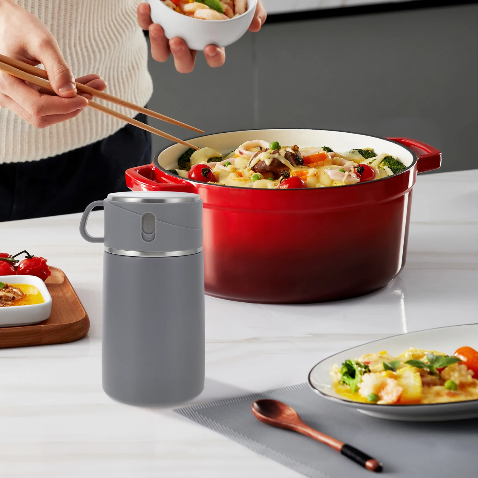

Insulated Porridge Food Container Stainless Steel Soup Cup Leakproof Lid Portable Thermal for Travel Food Grade PP