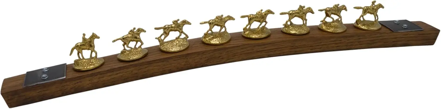 

Oak Barrel Stave Cork Display for Bourbon Horse Corks with Metal Banding, Walnut Finish