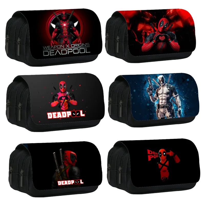 Deadpool Wolverine Pencil Bag Stationery Bags Pencils Case Large Capacity Stationerys Storage Supplies for Secondary Child Gifts