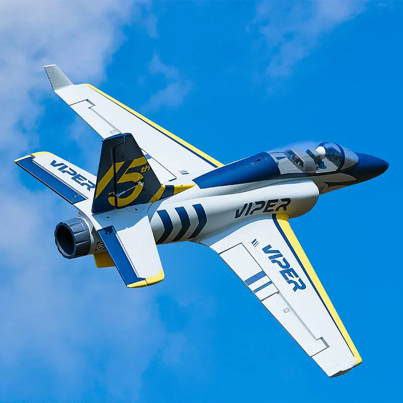 FMS Ducted Fan EDF 70mm Viper Jet Trainer Blue 6CH with Retracts Flaps PNP RC Airplane Model Plane Aircraft 15th Anniversary