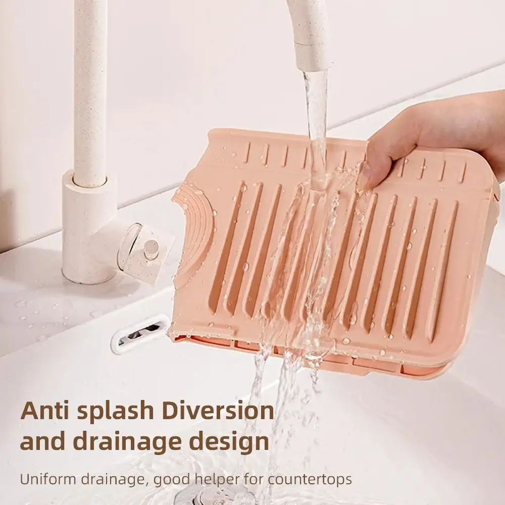 1Pcs Drying Pad Faucet Mat Silicone Water-absorbent Draining Mat Wear Resistant Countertop Protector Quick-drying Sink Mat