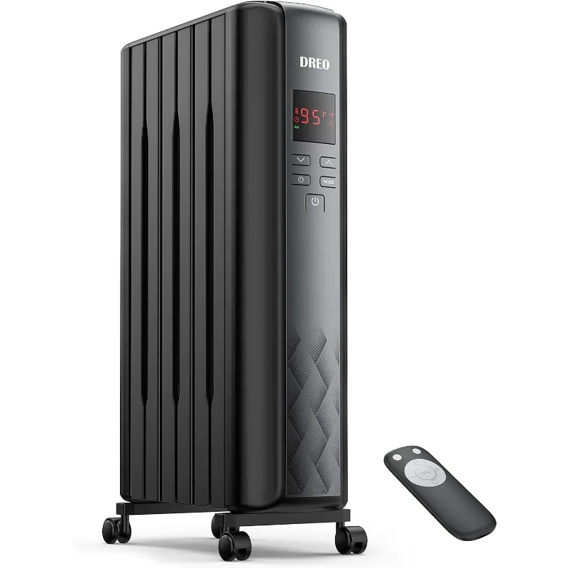 Dreo Radiator Heater, Upgrade 1500W Electric Portable Space Oil Filled Heater with Remote Control, 4 Modes