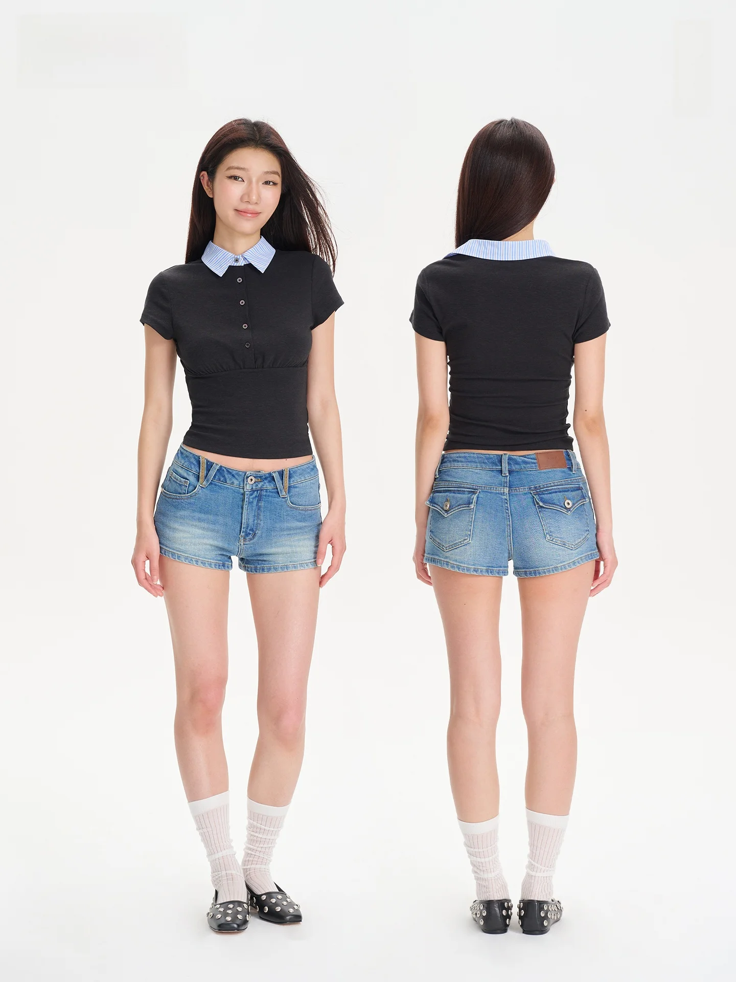 

Yuuue Vintage Waed Cotton Feel Low Waist orts Women's Slim Fit Jeans orts Summer Collection Faionable Retro Sle