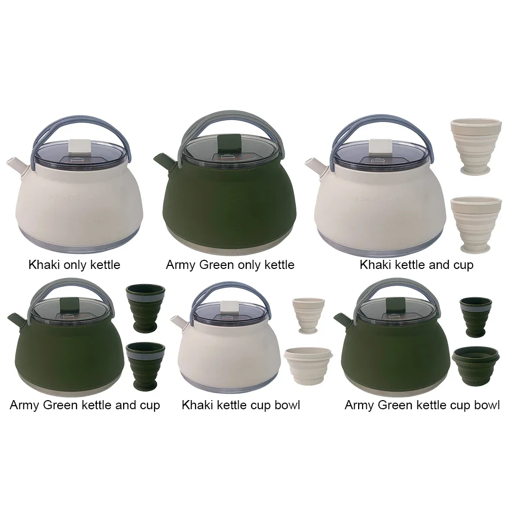 1.5L Silicone Kettle with Handle Outdoor Collapsible Kettle Stainless Steel Bottom Collapsible Water Boiler for Travel Picnic - Image 5