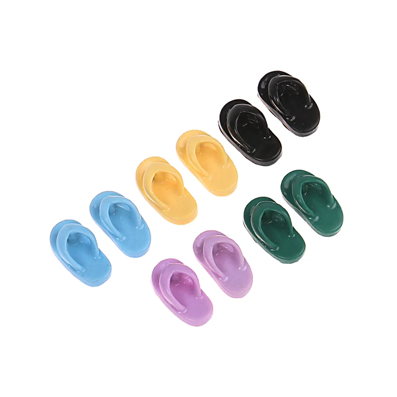 1Pair Dollhouse Miniature Mini Casual Slippers Flip-flops Model Doll Decor Fashion Accessories Toys