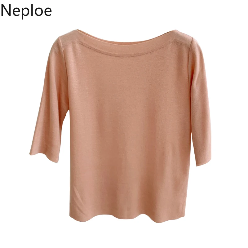 Neploe Cotton Basic T Shirts Women Solid O Neck Half Sleeve Female Tops Summer 2024 New Casual Slim Fit Ladies Tees 1C093